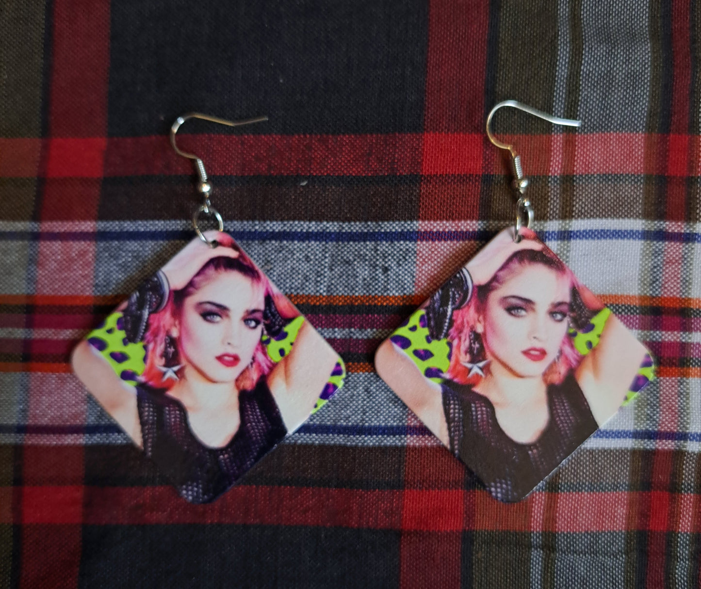 Madonna Earrings,  double sided, 80s, pop, punk