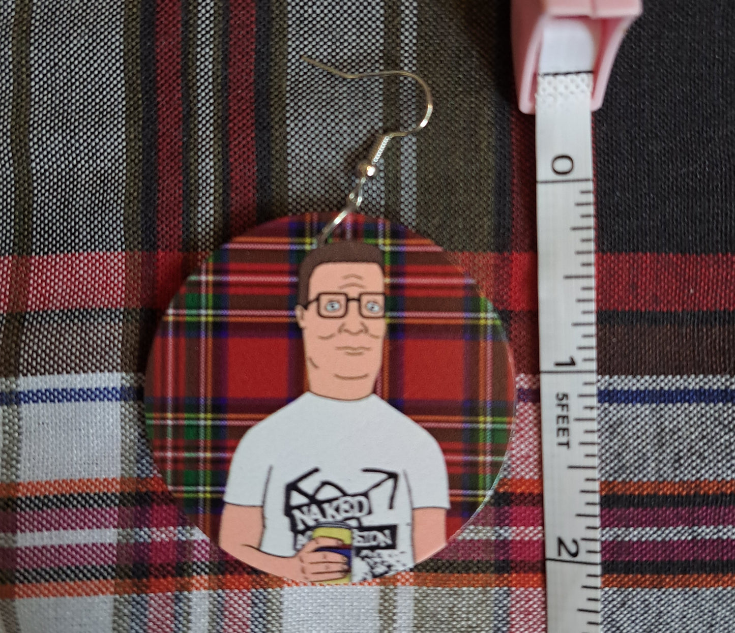 Hank likes Punk Earrings, King of the Hill,  double sided, punk