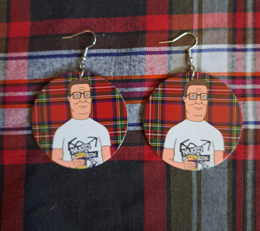 Hank likes Punk Earrings, King of the Hill,  double sided, punk