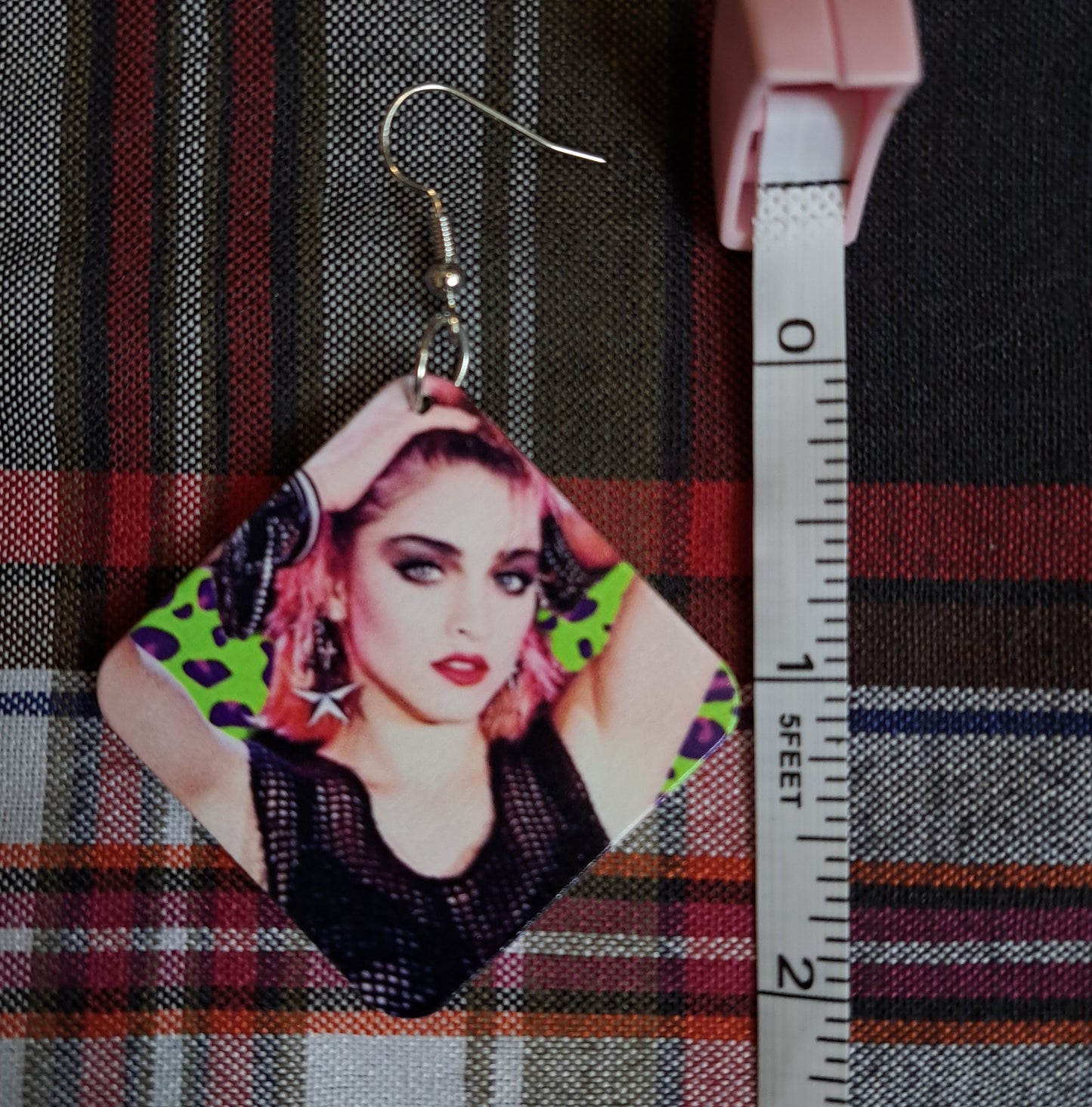 Madonna Earrings,  double sided, 80s, pop, punk